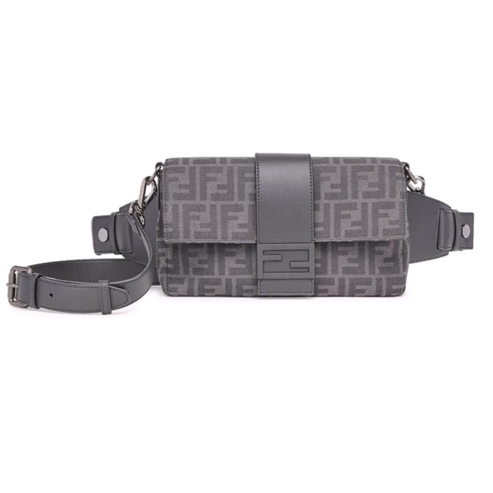 Fendi FF Monogram motif Baguette Multi-Functional Belt Bag/ crossbody bag (grey)